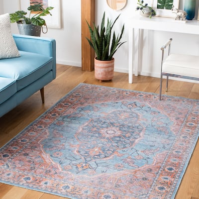 SAFAVIEH Serapi Machine Washable Nolia Medallion Distressed Rug