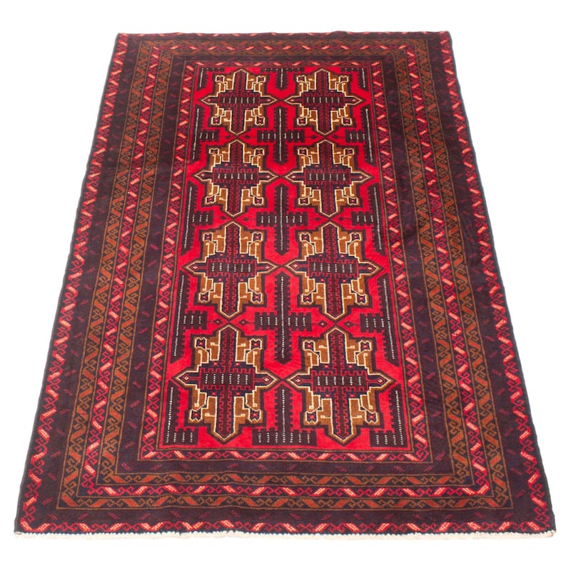 ECARPETGALLERY Hand-knotted Teimani Red Wool Rug - 3'8 x 6'9