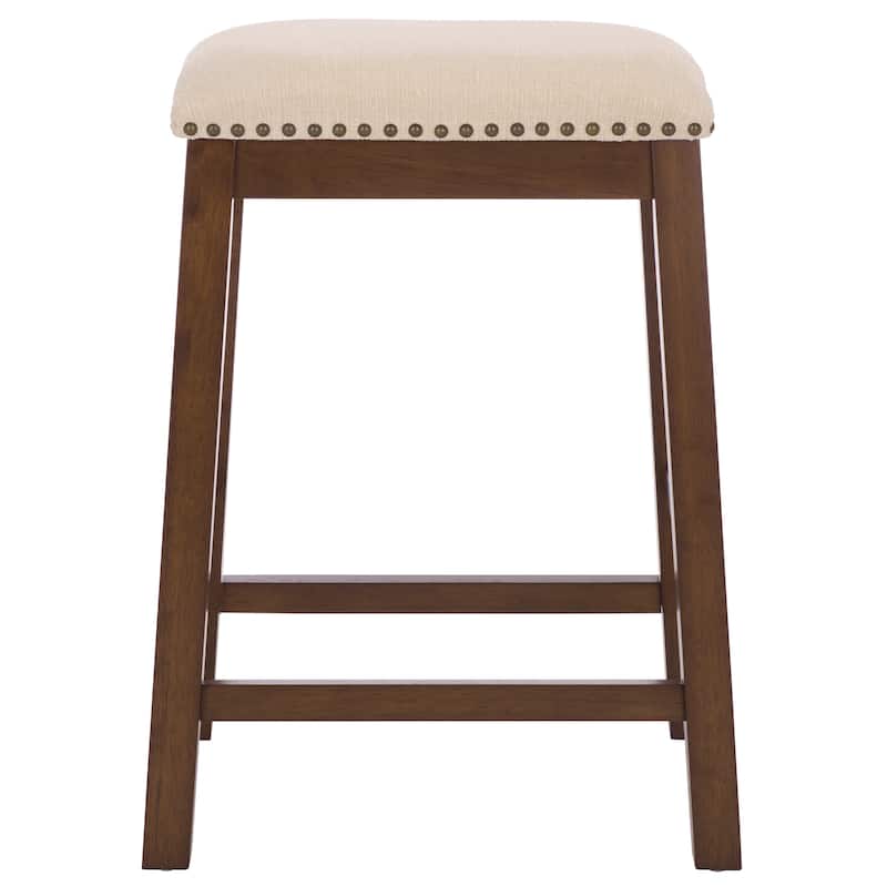 SAFAVIEH Ikuko White Counter Stool - 18.8" W x 13" L x 25" H - 19"W x 13"D x 25"H