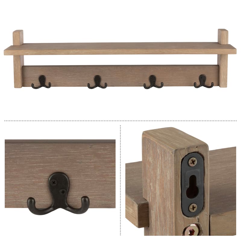 Lavish Home Coat Rack with Shelf - Wall Mount Shelf with 4 Hooks