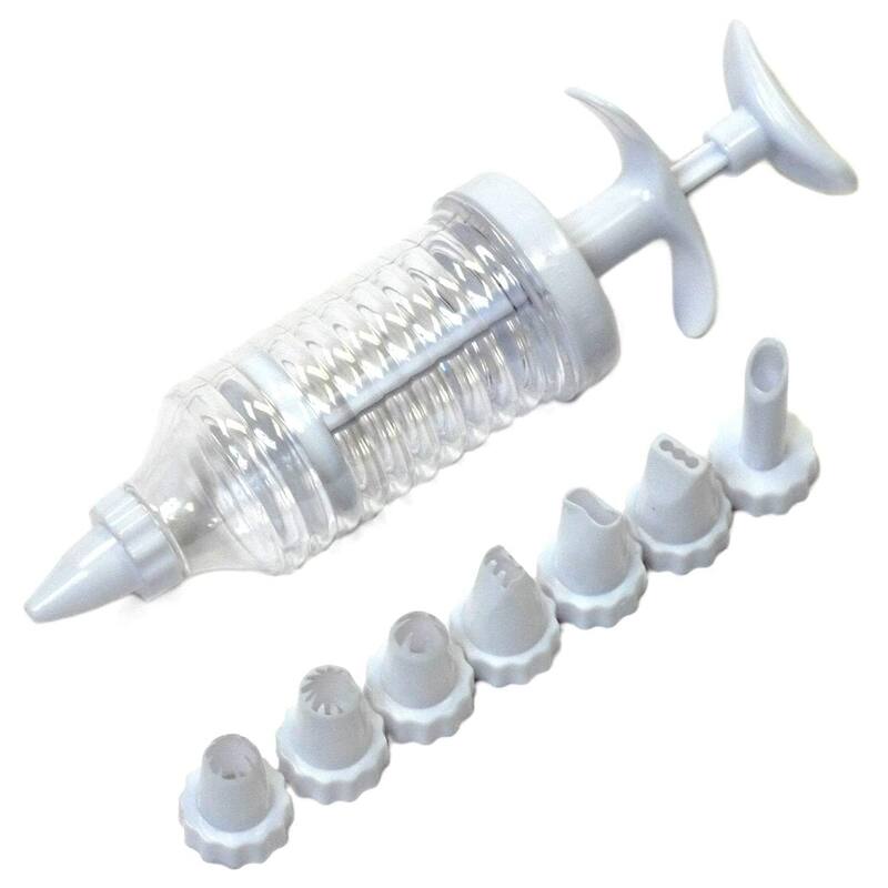Chef Craft Dessert / Cake Icing Syringe with 8 Decorating Nozzle Tips - 1 Pack