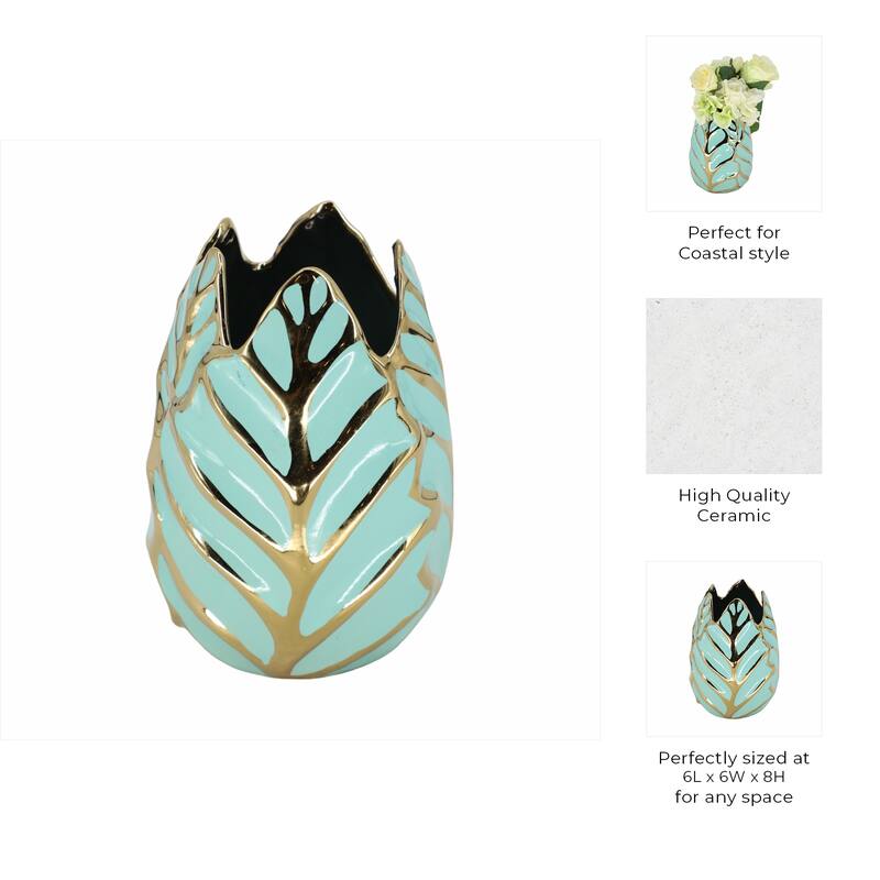 Ceramic Modern Leaf Sculptural Flower Vase