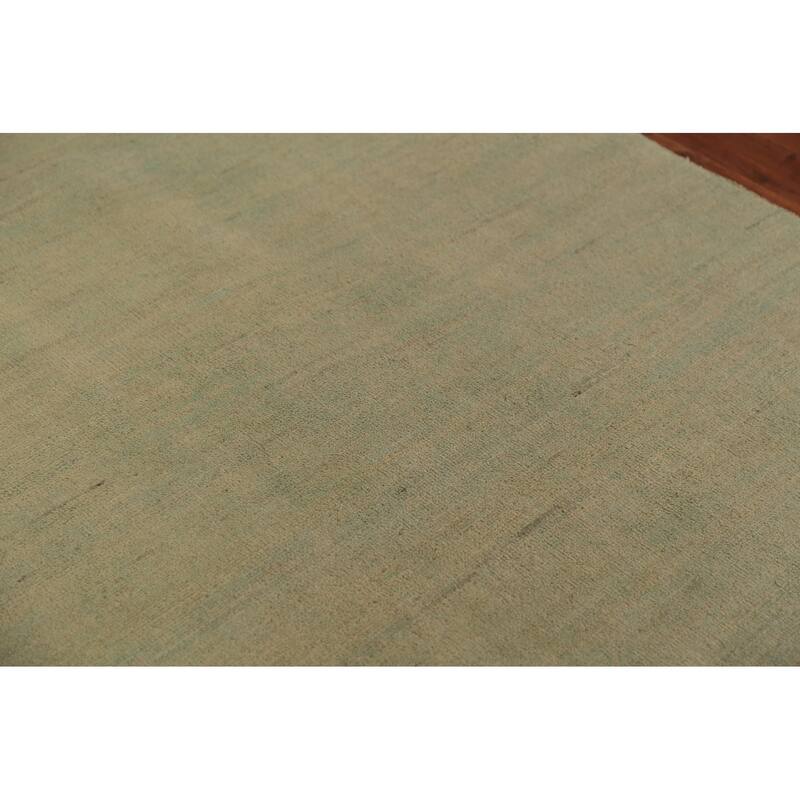 Modern Gabbeh Oriental Area Rug Handmade Green Wool Carpet - 5'0" x 6'7"