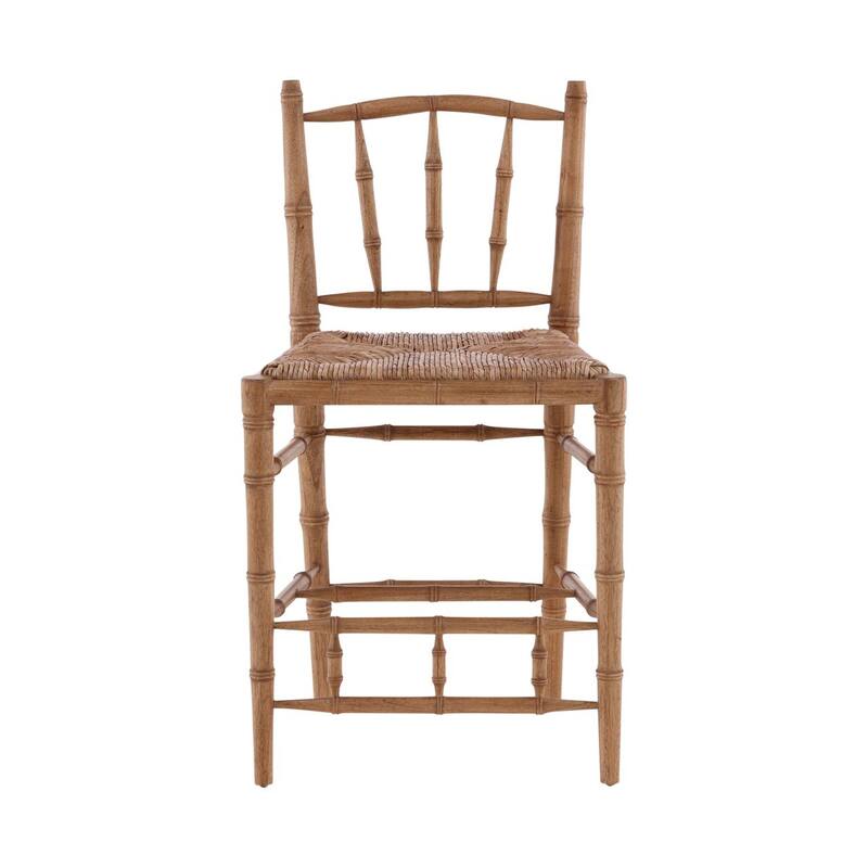 Furniture Classics Natural Mahogany Rush Seat Bamboo Counter Stool