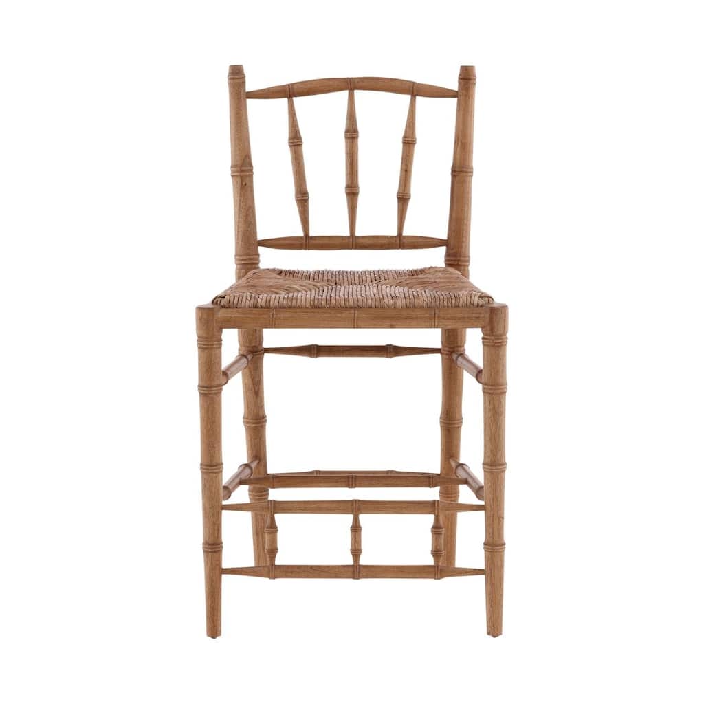 Furniture Classics Natural Mahogany Rush Seat Bamboo Counter Stool