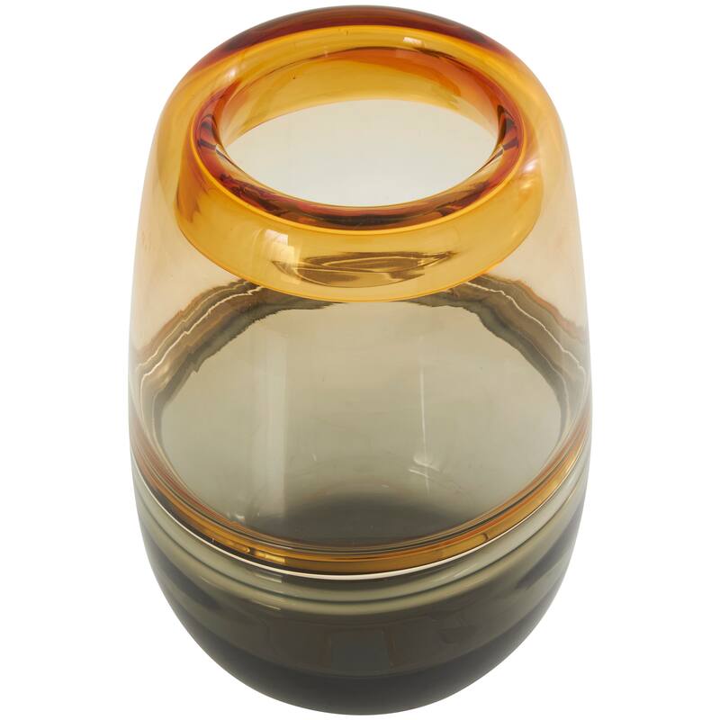 Orange Glass Handmade Ombre Vase with Gray Base