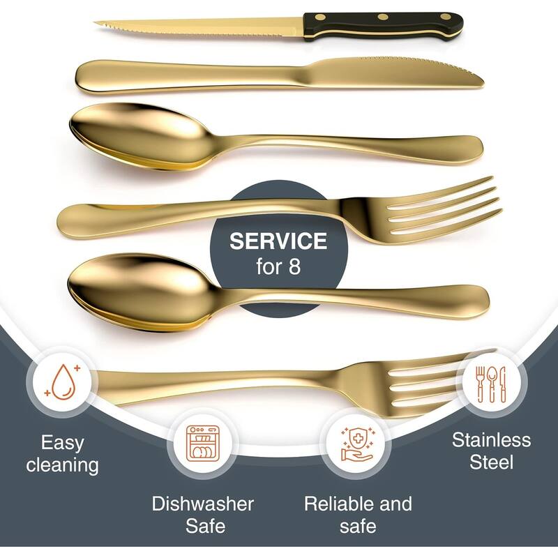 49 Piece Stainless Steel Flatware Silverware Set On Sale Bed Bath