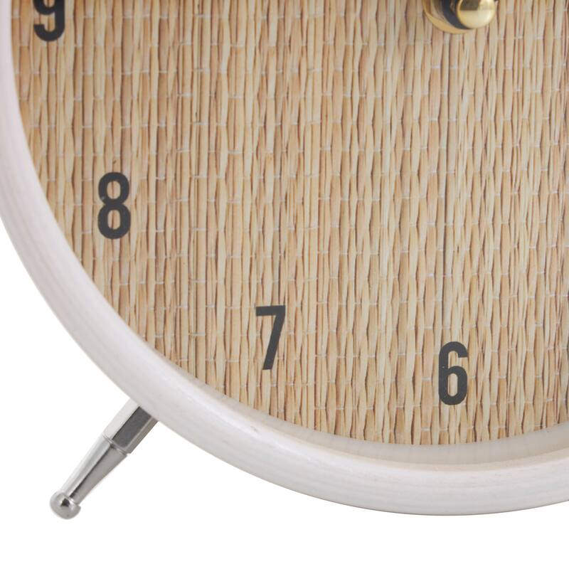 Light Brown Wood Woven Clock Chevron Patterned or White Frame with Silver Legs