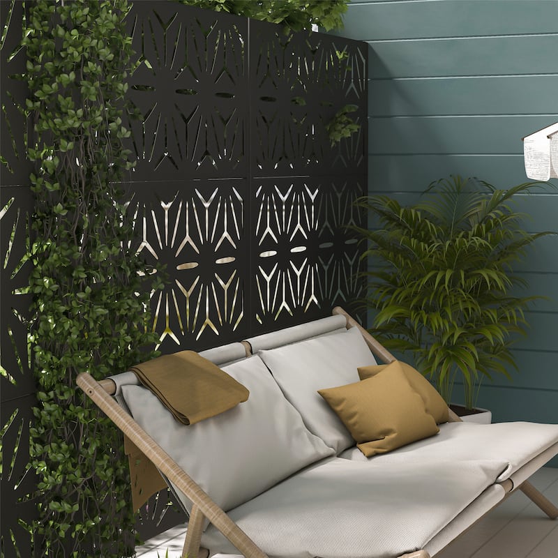 Durable Metal Outdoor Privacy Screen - Free Standing Panel for Enhanced Privacy
