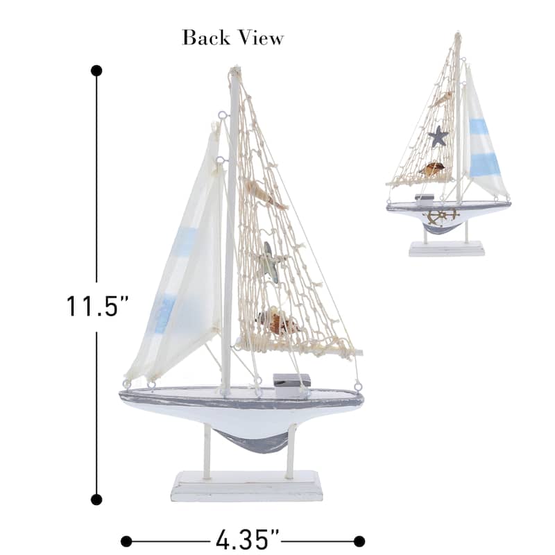 CoTa Global Moonlight Wood Sailboat Model Nautical Decor 12.5 Inch - 12.5 Inch