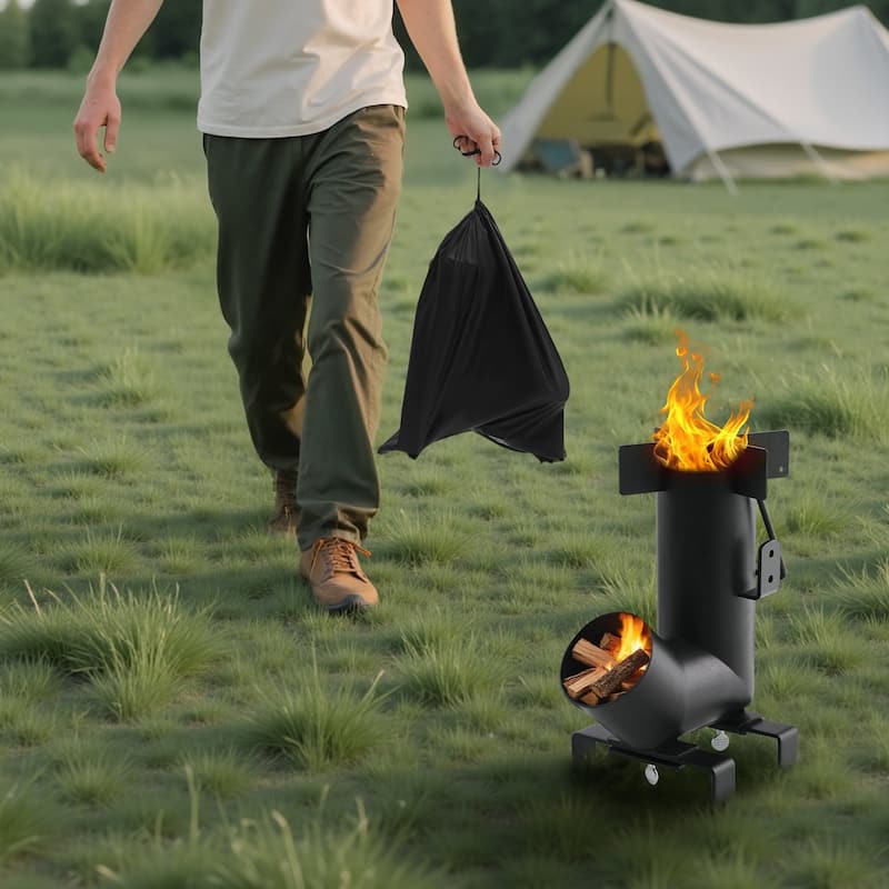 Camping Rocket Stove for Wood, Twigs, or Sticks, Outdoor Use