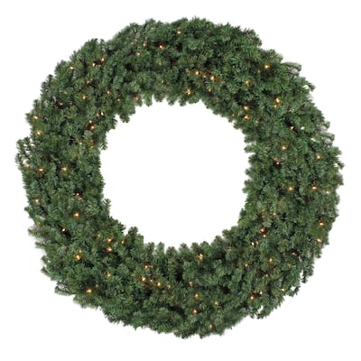 Pre-Lit Canadian Pine Commercial Christmas Wreath - 10' - Clear Lights