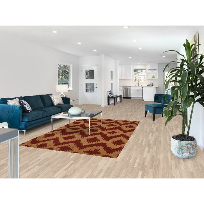 Hand Knotted Oriental 100% Wool Carpet Modern All-Over Yellow & Gold Gabbeh Area Rug - 7' 11'' X 5' 1''