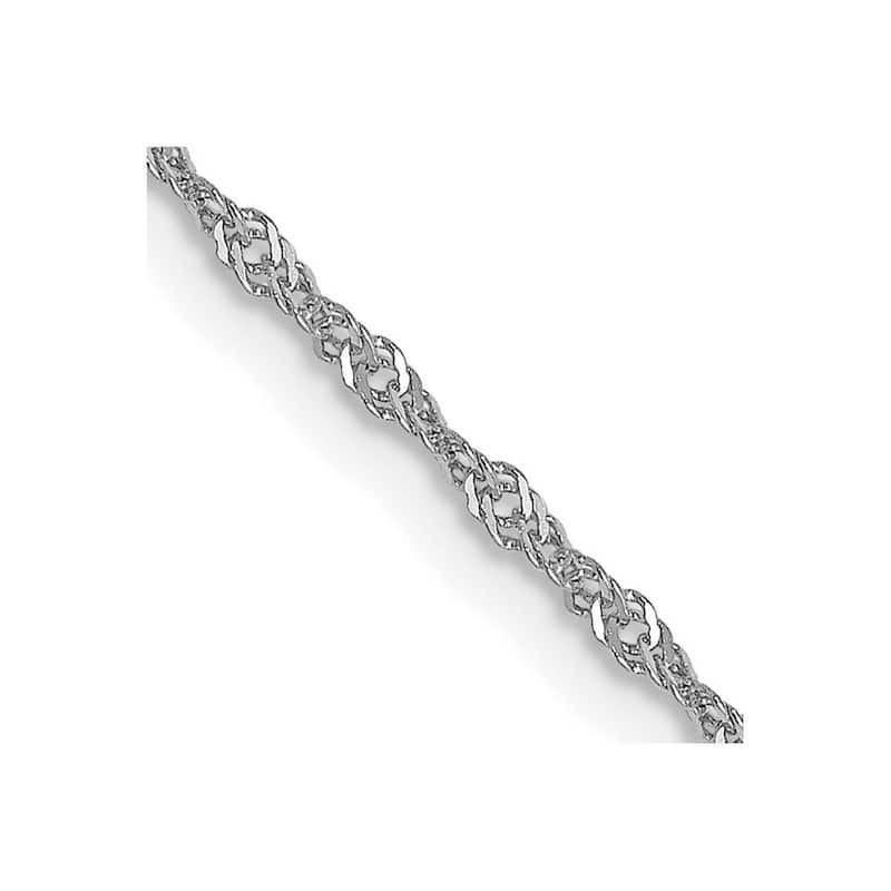 Curata Italian 14k White Gold 1mm Light D/C Singapore Chain Necklace (Lobster) Options: 16 18 20 24