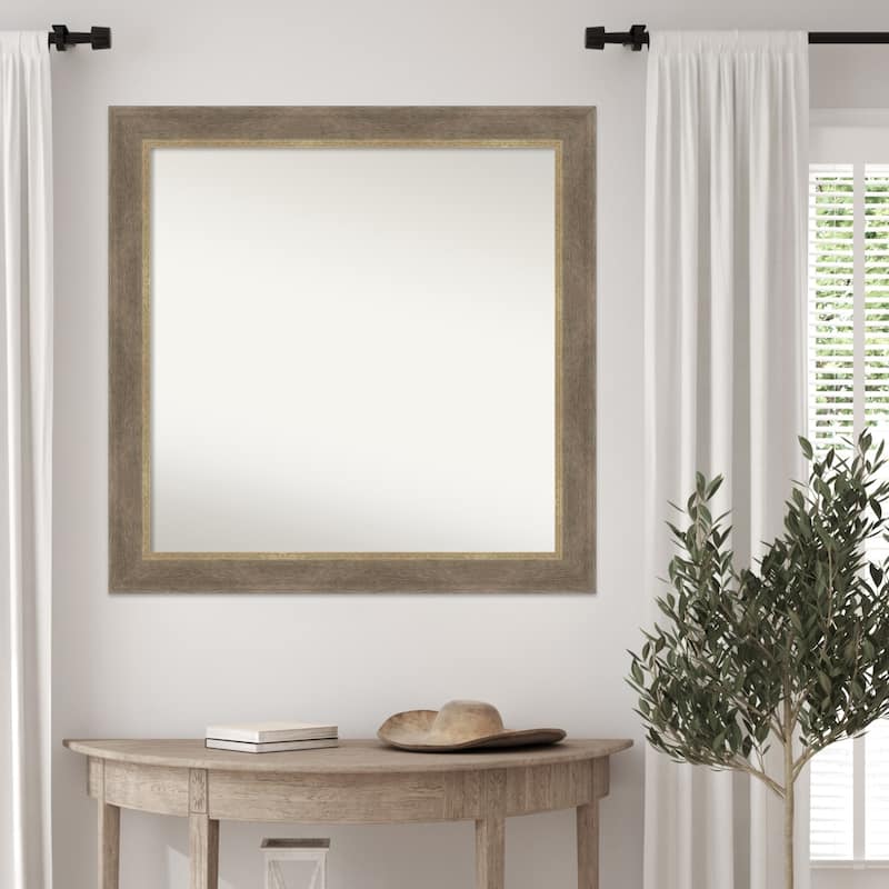 Driftwood Tan Non-Beveled Wood Framed Wall Mirror - Driftwood Tan