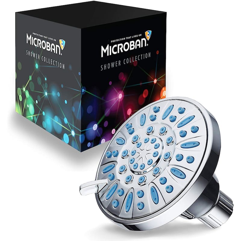 AquaDance Antimicrobial Aqua Blue 4 inch 6 Setting Shower Head