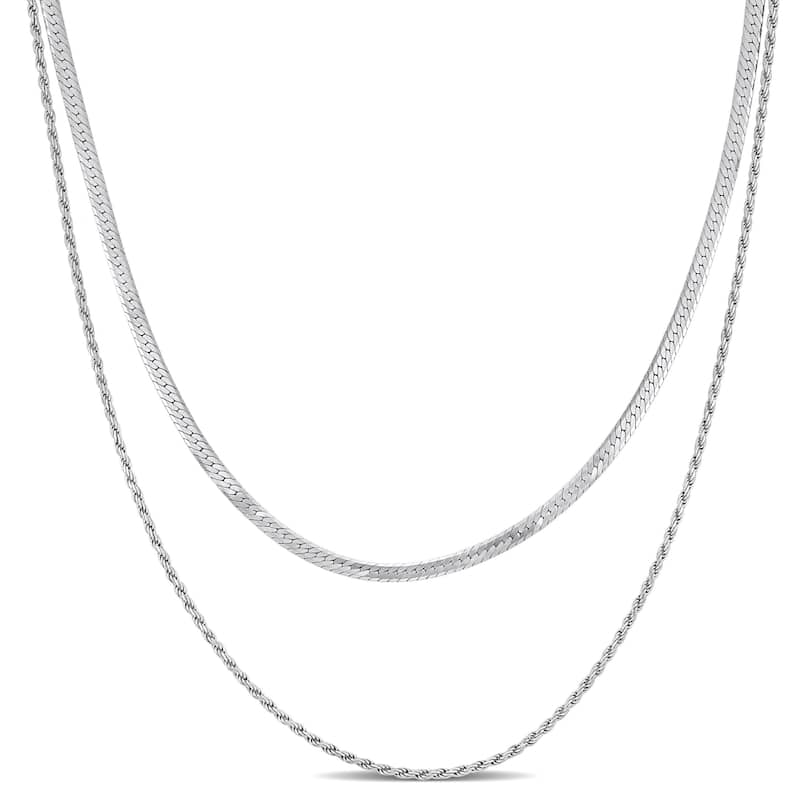 Miadora 4.5mm Double-Strand Herringbone Rope Chain Necklace Sterling Silver