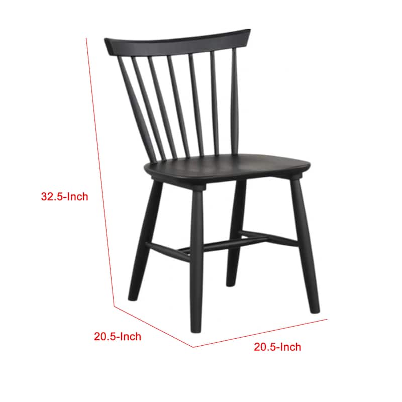 Baylee Side Dining Chair Set of 2, Farmhouse Spindle Back, Black Wood