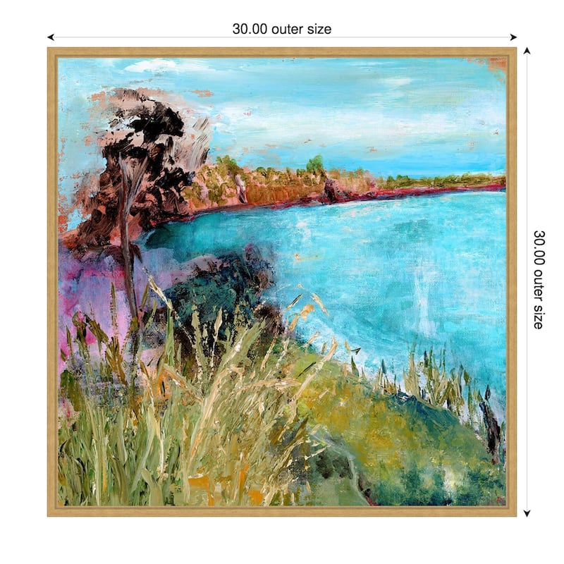 Calm Bay by Elan Studios Framed Canvas Wall Art Print - Sylvie Bright Gold - 30 x 30 in