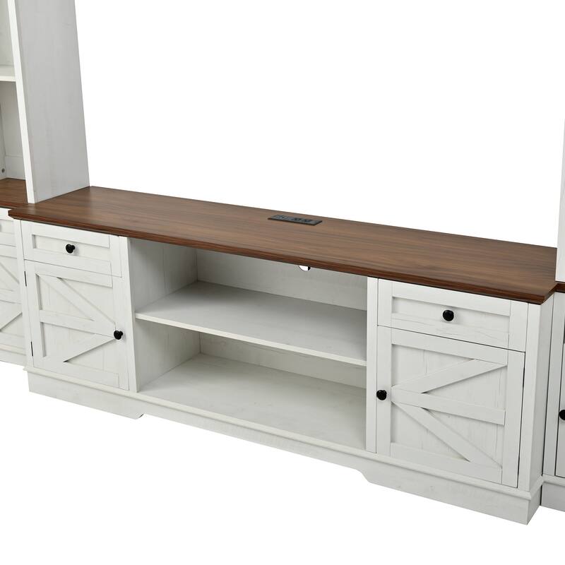 Modern 98.8" W Wall Unit Entertainment Center with Bookshelves for TVs up to 80"