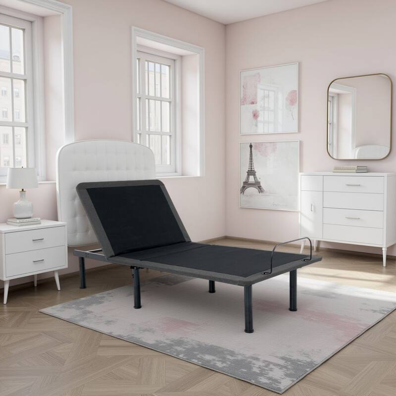 Bridgevine Home Quick Assembly Adjustable Bedframe with Voice Activated Controls