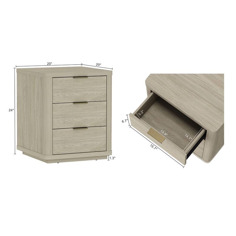 Manhattan Comfort Evelyn 20" Nightstand (3-Drawer)