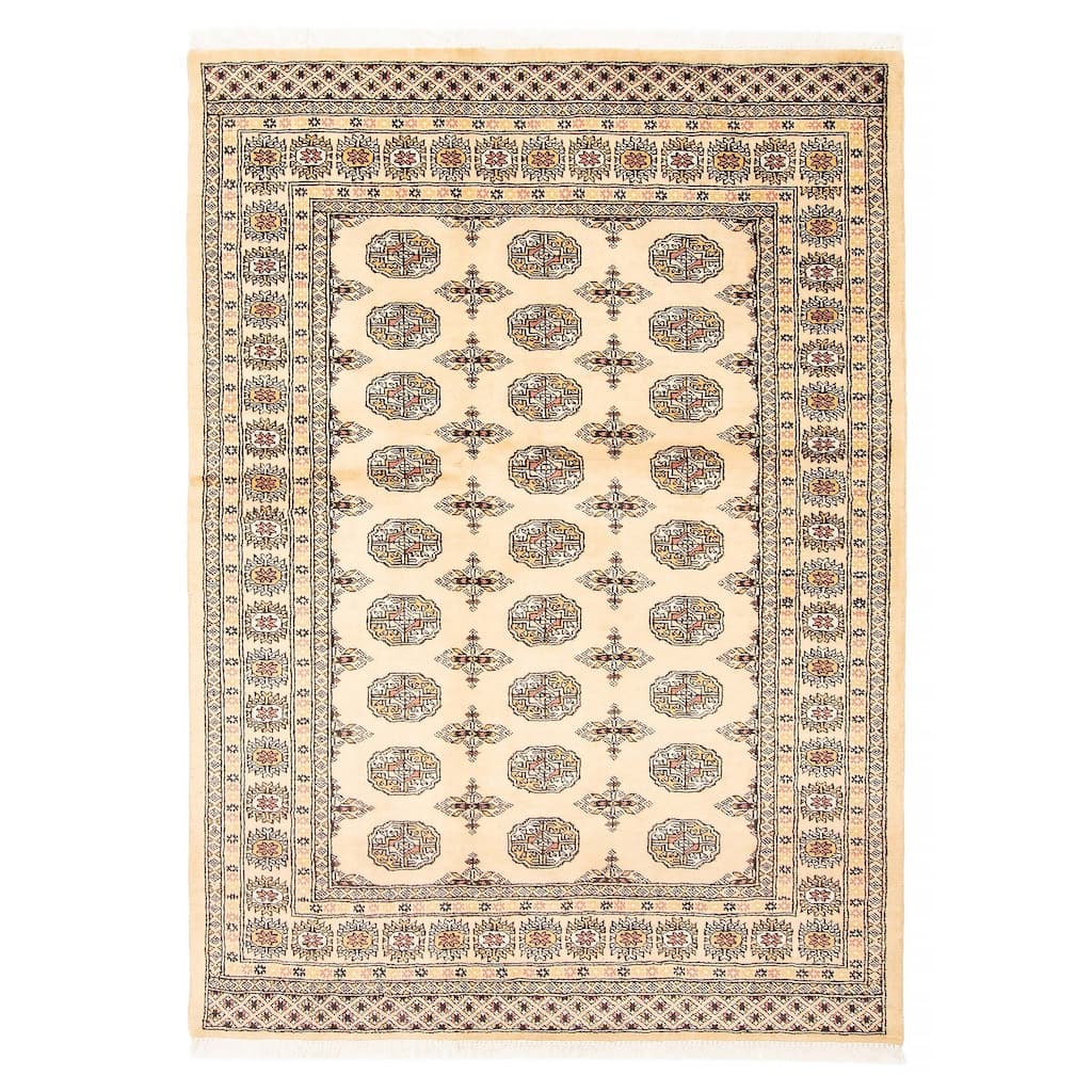 ECARPETGALLERY Hand-knotted Peshawar Bokhara Beige Wool Rug - 4'8 x 6'5