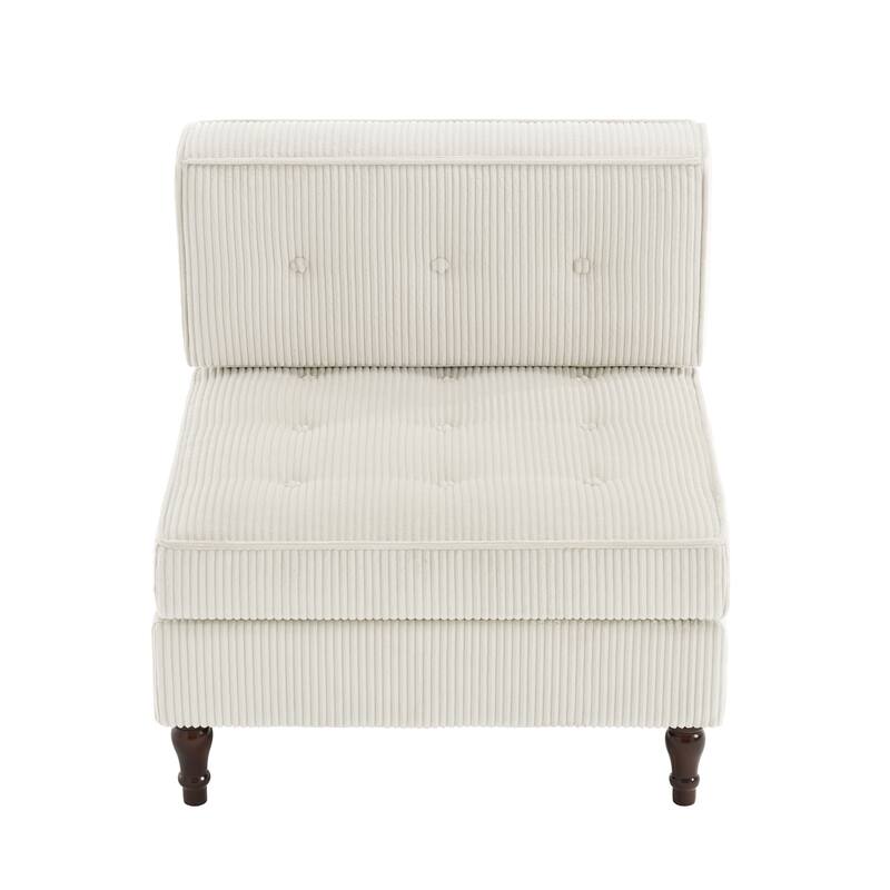 Modular Corduroy Armless Chair Upholstered Lounge Sofa