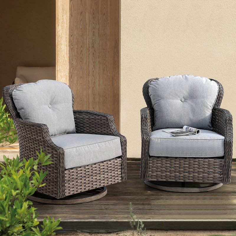 Tenaya 2-Piece Outdoor Wicker Swivel Rocking Chair Set