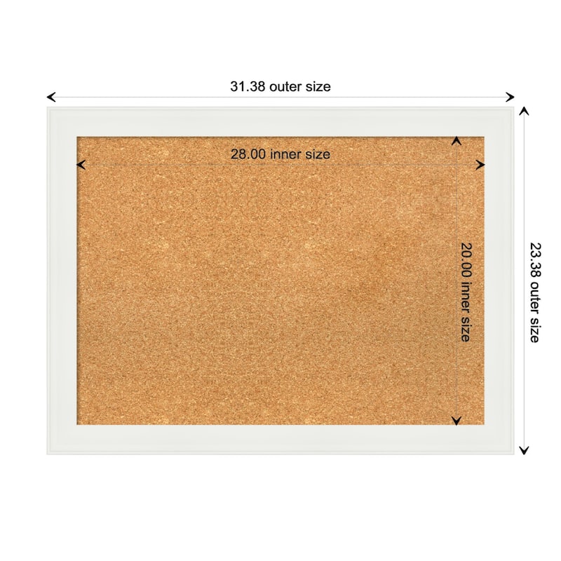 Vanity White Narrow Framed Cork Bulletin Memo Board