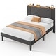 preview thumbnail 63 of 73, Queen/ Full Vertical Channels Upholstered Bed with Wingback Headboard