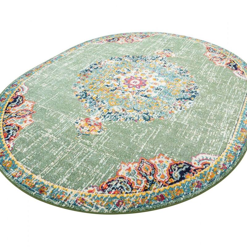 Traditional Koakburg Collection Area Rug - Green - 4'1"x6'1" Oval