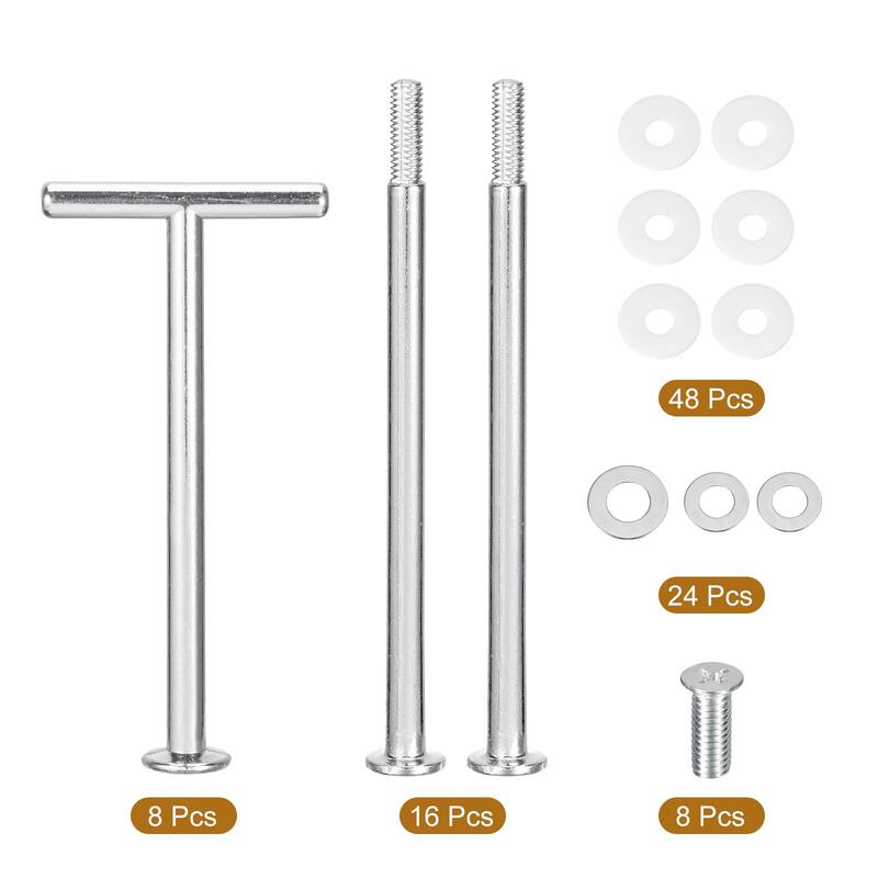 8 Set 3-Tier Cupcake Stand Hardware Fittings for Cake Stand, T Shape Silver