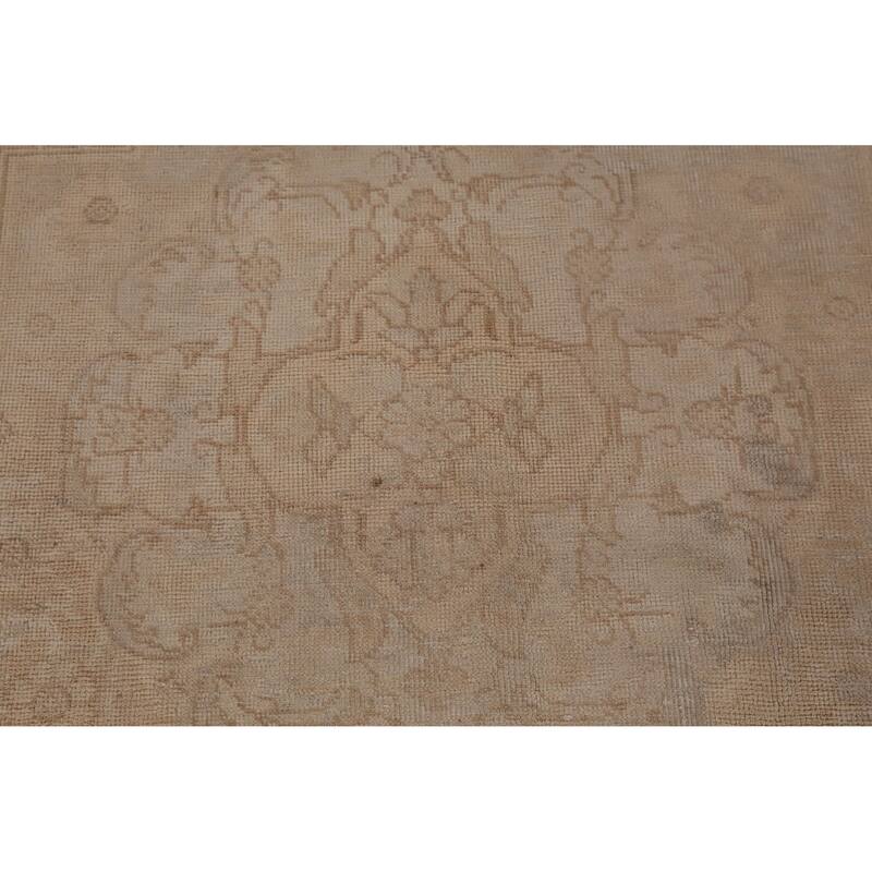 Hand Knotted Oriental 100% Wool Carpet Traditional Medallion Peach Tabriz Area Rug - 11' 1'' X 7' 6''