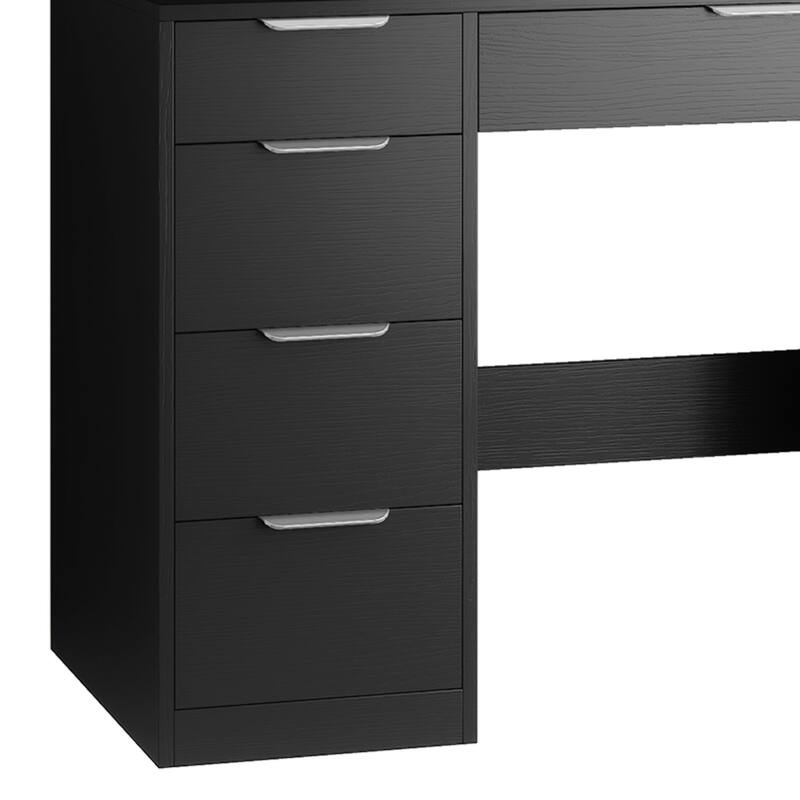 Moasis 9 Drawers Bedroom Vanity Desk,Makeup Vanity with Lighted Mirror and 9 Open Shelves