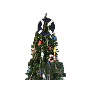 Dark Blue Lifering with White Bands Christmas Tree Topper Decoration ...