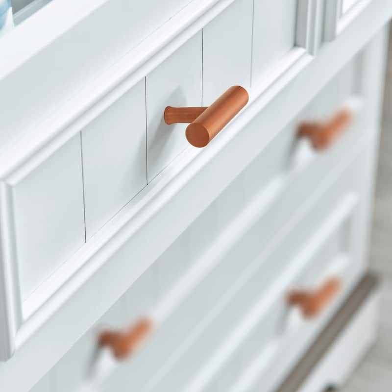 Copper Kitchen T Bar Cabinet Pulls 100% Solid Brass Drawer Knob (10-PACK)