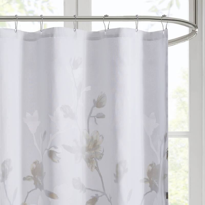 Madison Park Sylvan Floral Printed Burnout Shower Curtain