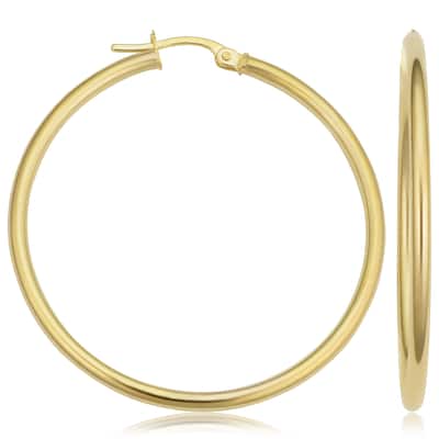 Fremada 14k Gold 2x35 milimeter Polished Tube Hoop Earrings