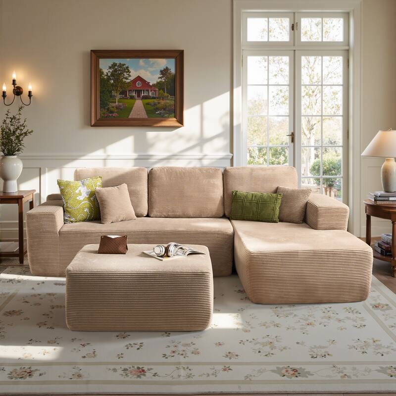 ​​OVIOS Lazy Chaise Lounge Sofa with Ottoman​
