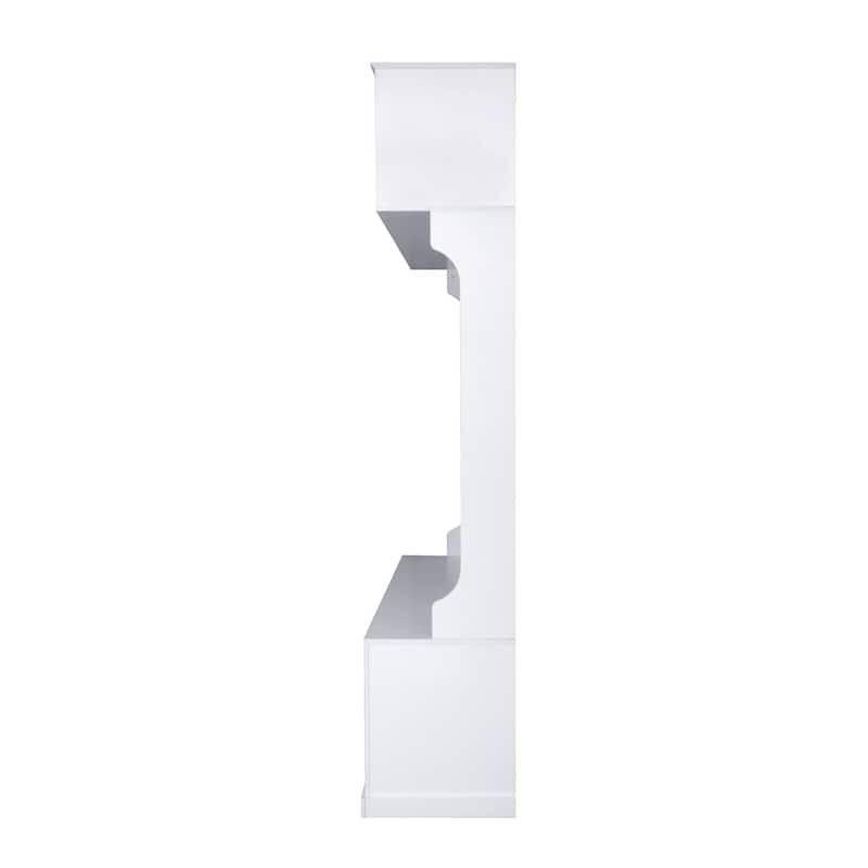 57" 3-in-1 Wood Coat Rack with 6 Hooks and Drawer