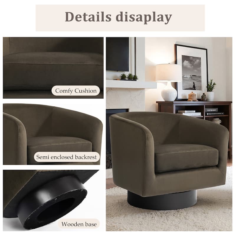 UIXE Set of 2 Swivel Barrel Accent Chair Velvet Armchair For Living Room