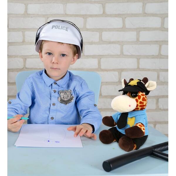 DolliBu Giraffe Big Eye Police Officer Plush Toy with Cop Uniform - 6 ...