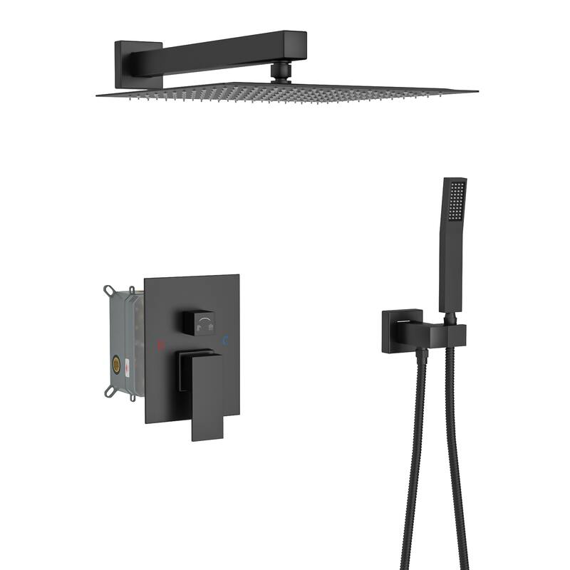 Topcraft 10-Inch Wall Mounted Square Shower System with Rough-in Valve - 10*10 - Matte Black