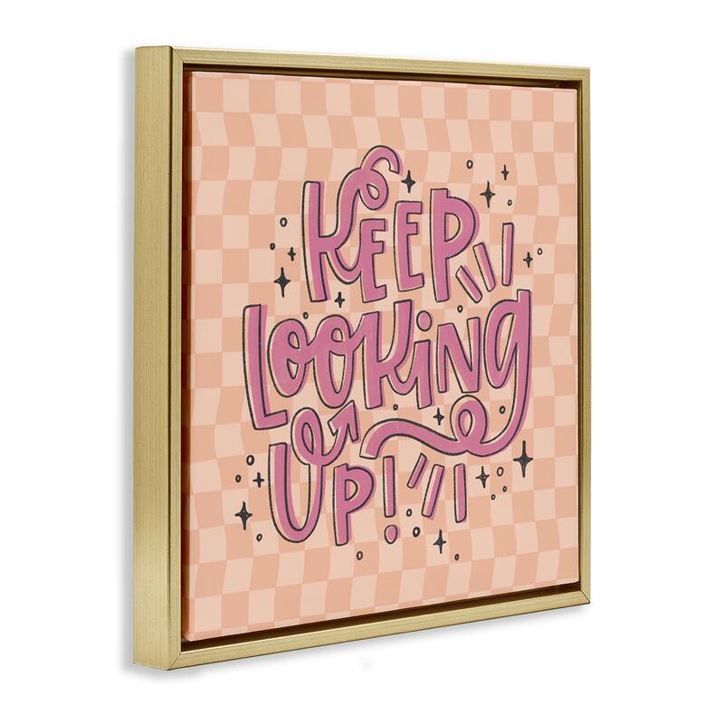 Stupell Keep Looking Up on Checkered Framed Floater Canvas Wall Art Design By Sarah Hickman