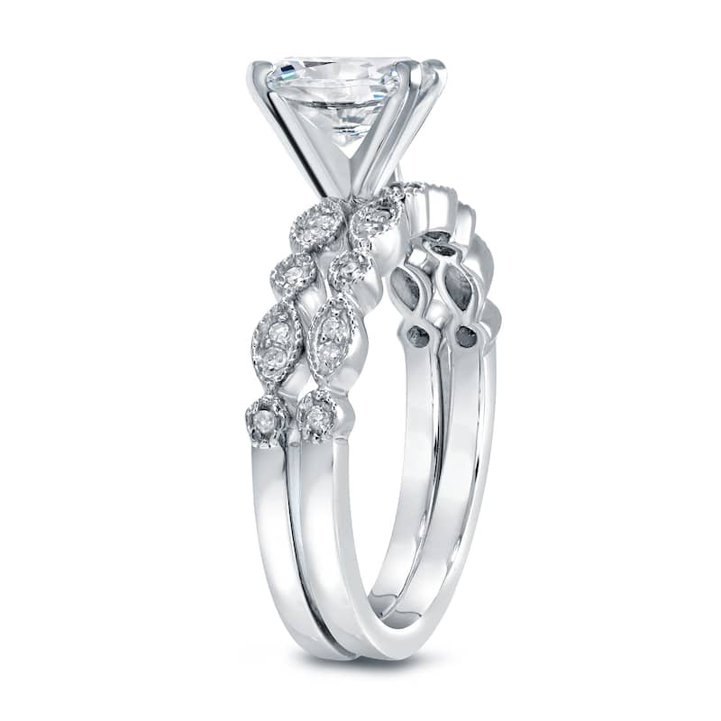 Auriya 14k Gold 3/4ctw Vintage Oval Diamond Engagement Ring Set