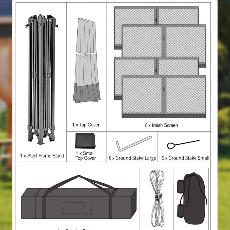 13' x 13' Hexagonal Pop Up Gazebo Canopy Shelter for Backyard, Garden, Lawn - 13' x 13'