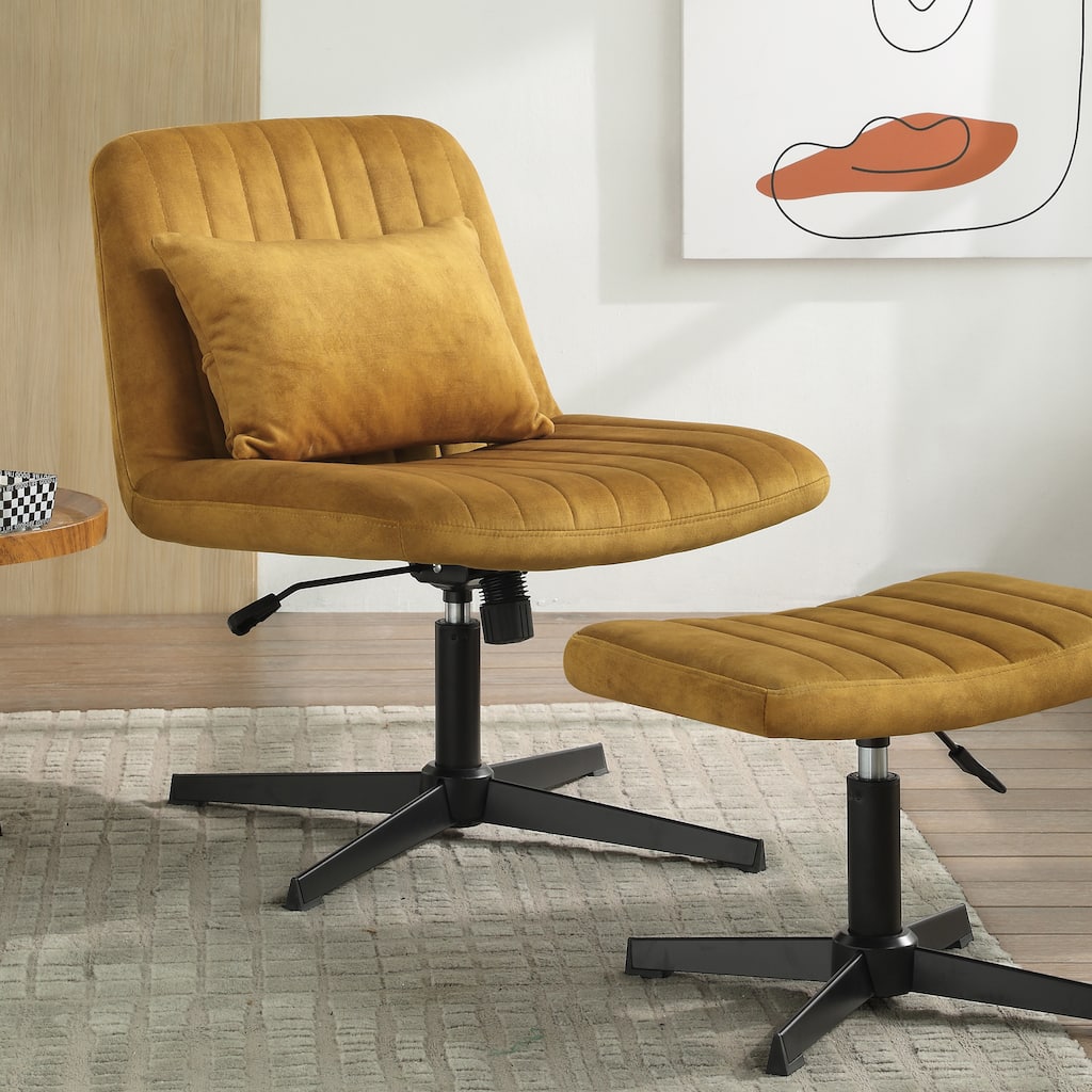 Art Leon Swivel and Adjustable Accent Chair with Ottoman