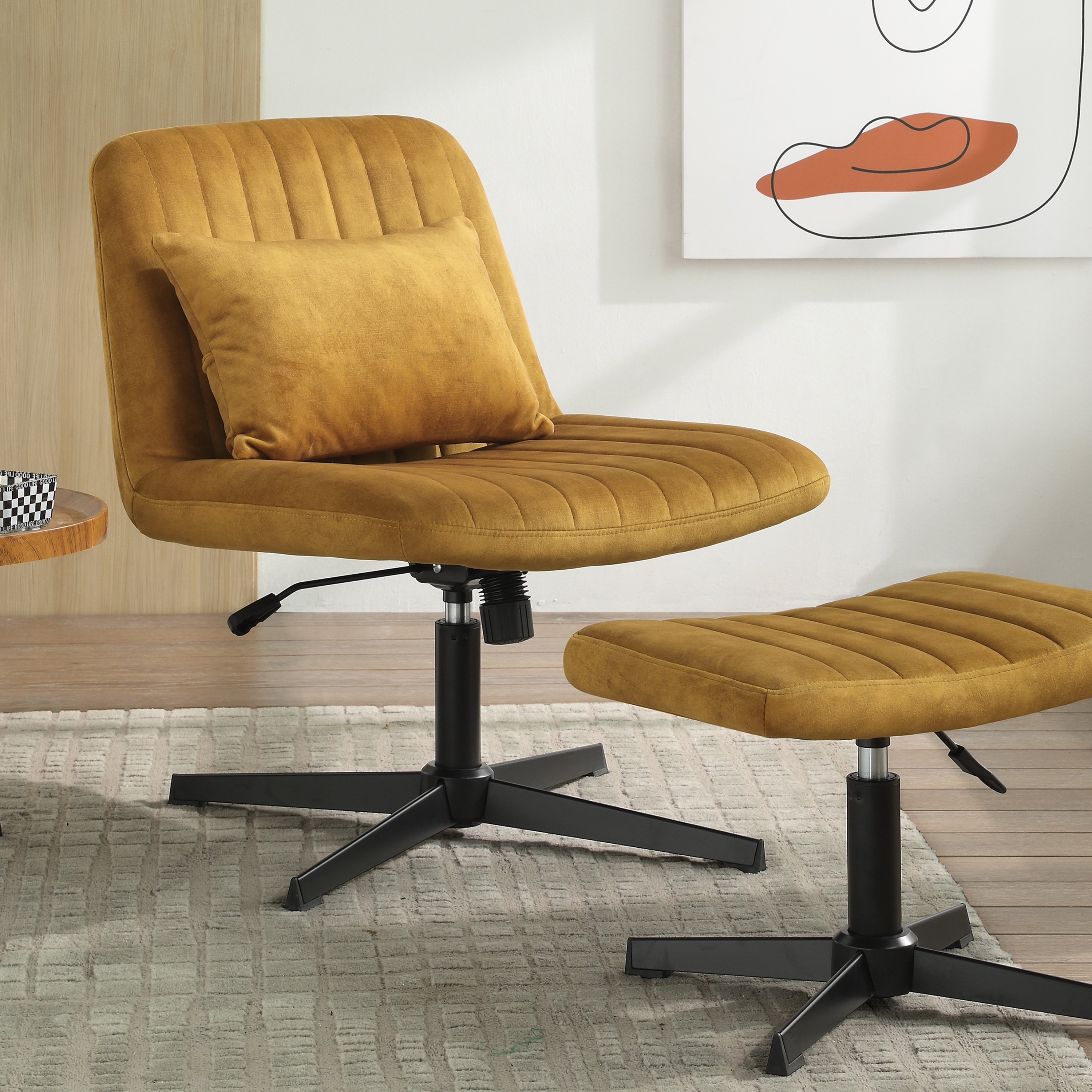 Art Leon Swivel and Adjustable Accent Chair with Ottoman