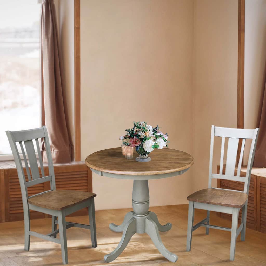 30" Round Top Pedestal Table With 2 San Remo Chairs - Set of 3 Pieces